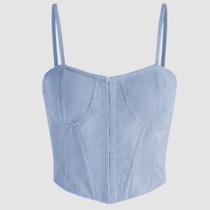 CIDER blue Solid Corduroy Crop Corsets Top size M